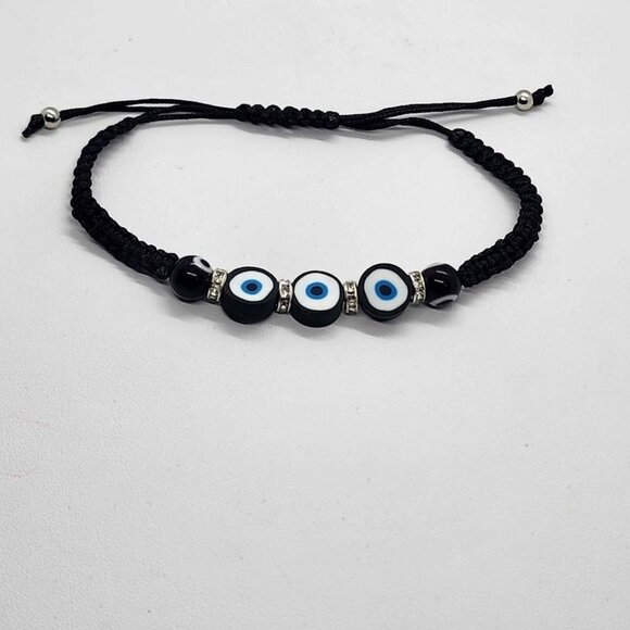 Brand New BLACK Evil Eye Adjustable Bracelet - Picture 4 of 4
